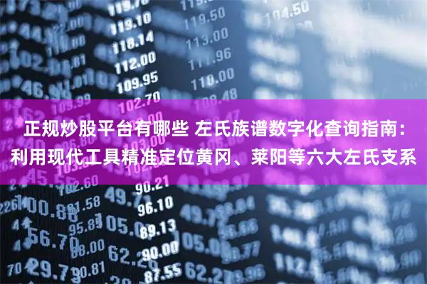 正规炒股平台有哪些 左氏族谱数字化查询指南：利用现代工具精准定位黄冈、莱阳等六大左氏支系